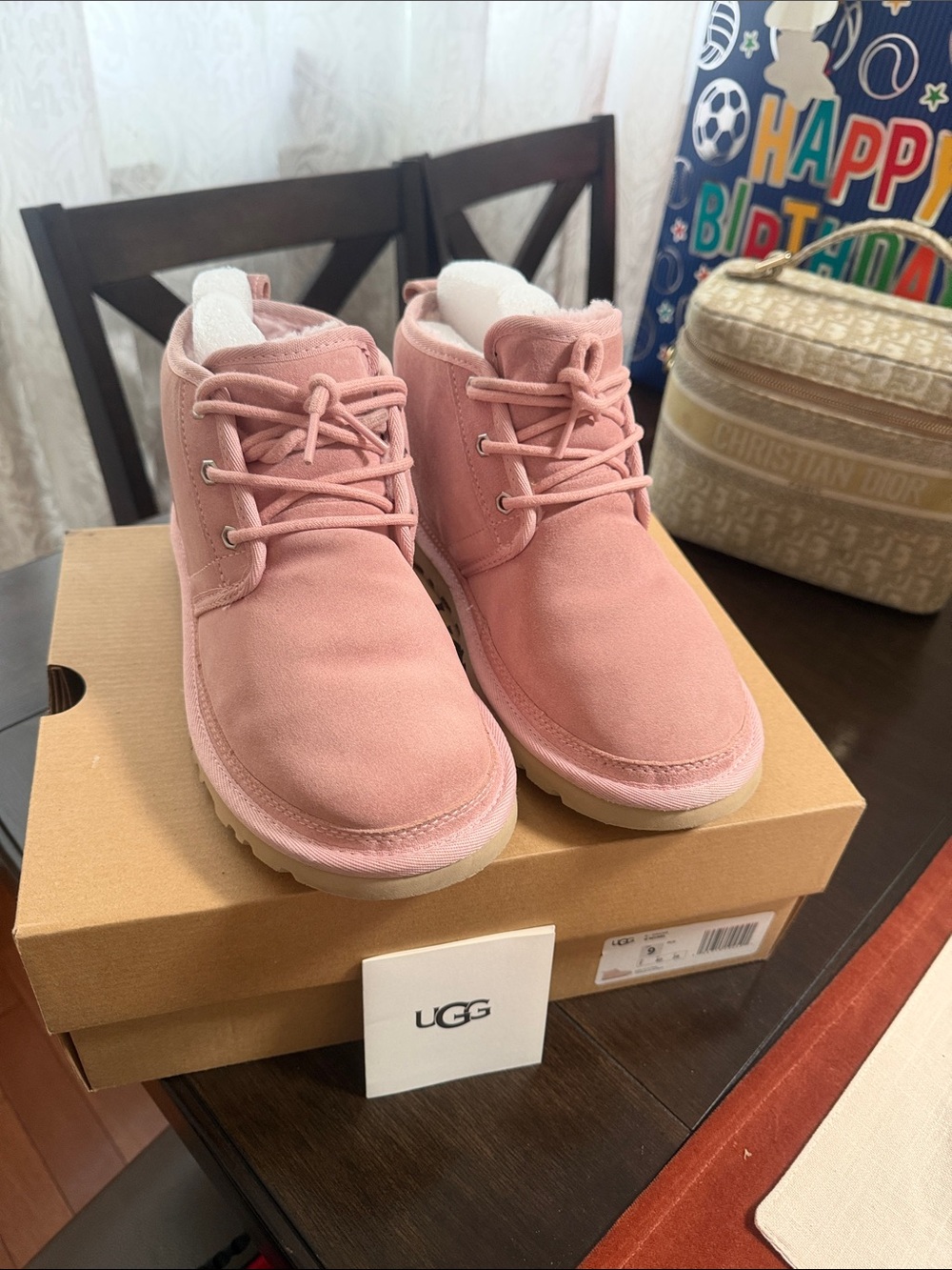 UGG Pink Suede Lace-Up Winter Boots